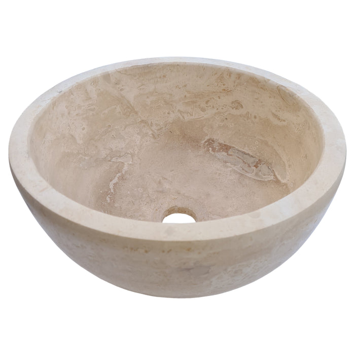 Crema Antiqua Travertine Natural Stone Under-mount Sink Honed and Filled (D)12" (H)6"-Clearance