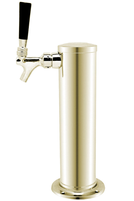 Single Faucet Polished Brass Draft Beer Tower