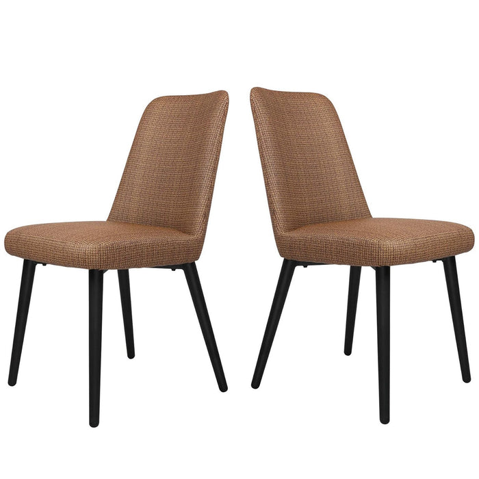 Set of 2 Elegant Modern Dining Chair, Metal Frame Comfortable Leather Vinyl Seat, Coffee