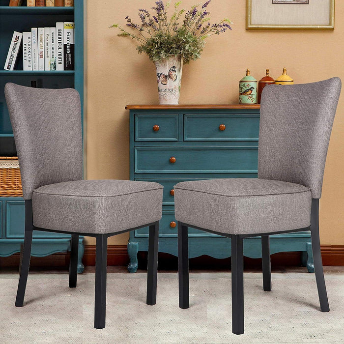 Set of 2 Modern Dining Chairs PU Leather Side Chairs with Soft Cushion, Gray