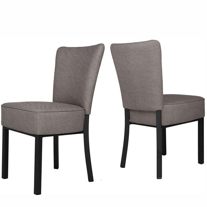 Set of 2 Modern Dining Chairs PU Leather Side Chairs with Soft Cushion, Gray