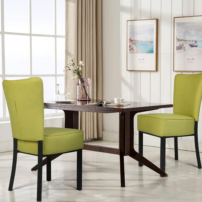 Set of 2 Modern Dining Chairs PU Leather Side Chairs with Soft Cushion, Green