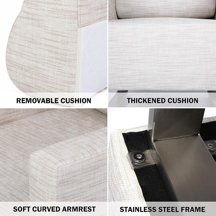 Office Guest Chairs Sofa Leather Club Chairs Accent Chairs with PU Leather Soft Sponge, White