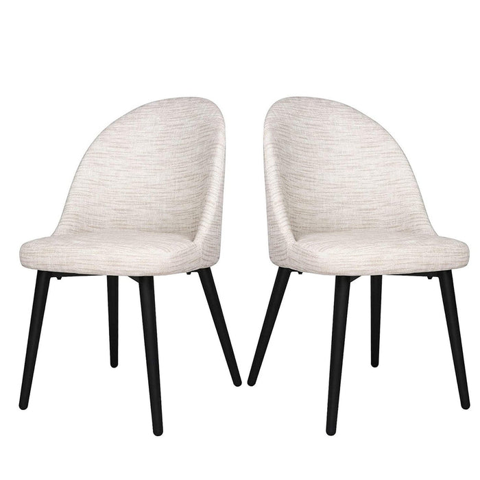 Set of 2 Elegant Modern Dining Chairs, Metal Frame PU Leather Waterproof Kitchen Seat, Cream