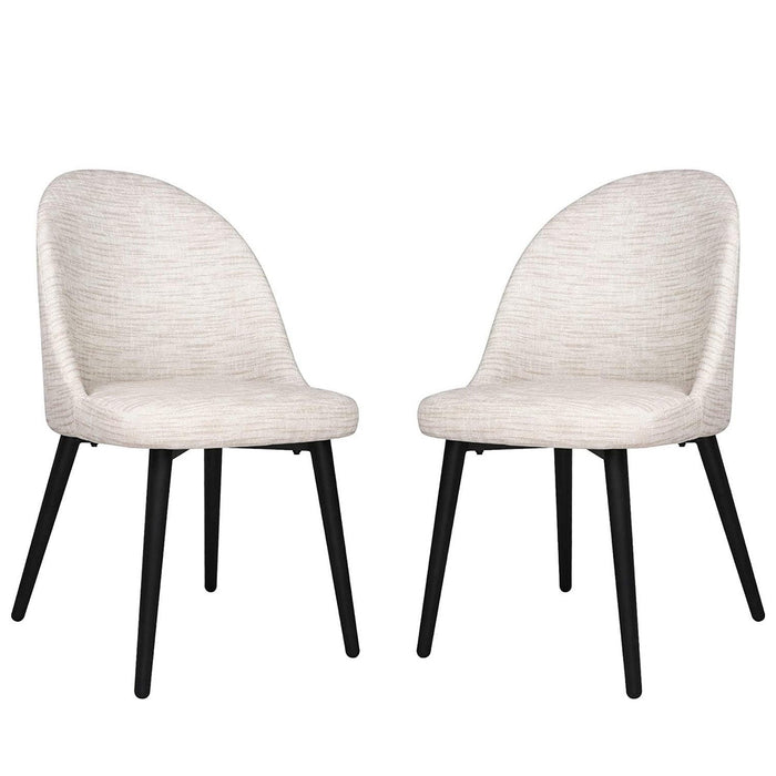 Set of 2 Elegant Modern Dining Chairs, Metal Frame PU Leather Waterproof Kitchen Seat, Cream