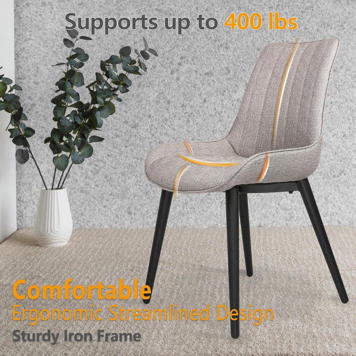 Set of 2 Elegant Modern Dining Chair, Metal Frame Comfortable Leather Vinyl Seat, Gray