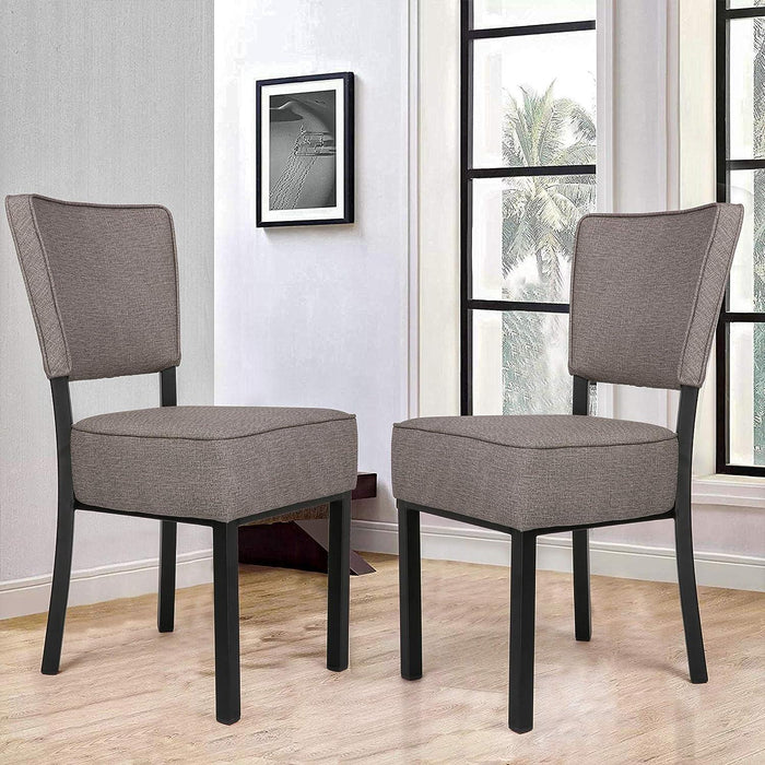 Set of 2 Kitchen Dining Chairs PU Leather Side Chairs with Soft Cushion, Gray