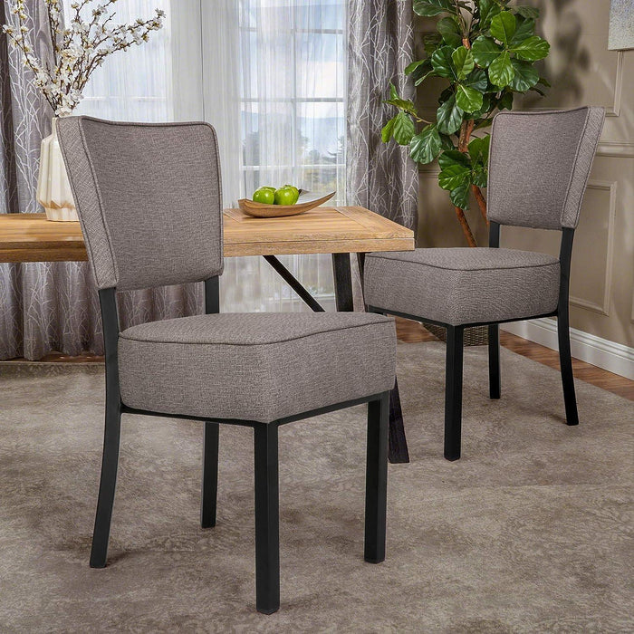 Set of 2 Kitchen Dining Chairs PU Leather Side Chairs with Soft Cushion, Gray