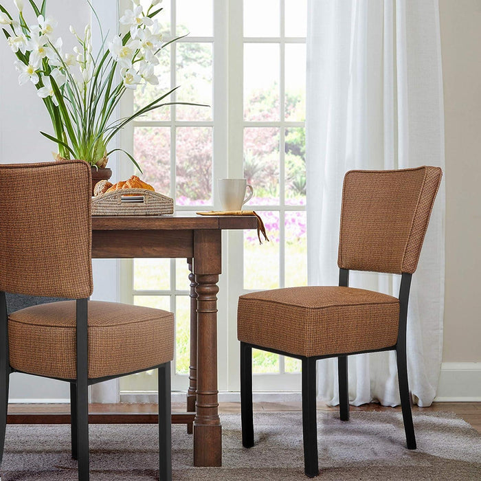 Set of 2 Kitchen Dining Chairs PU Leather Side Chairs with Soft Cushion, Brown