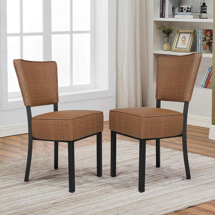 Set of 2 Kitchen Dining Chairs PU Leather Side Chairs with Soft Cushion, Brown