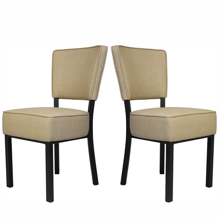 Set of 2 Kitchen Dining Chairs PU Leather Side Chairs with Soft Cushion, Sand Beige