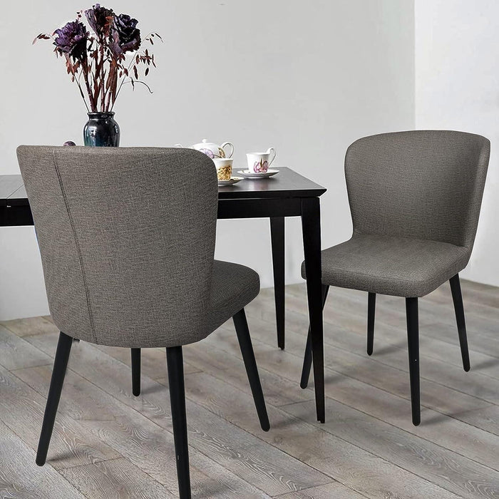 Set of 2 Dining Room Chairs Upholstered Side Chairs with Soft PU Leather Seat Backrest, Gray