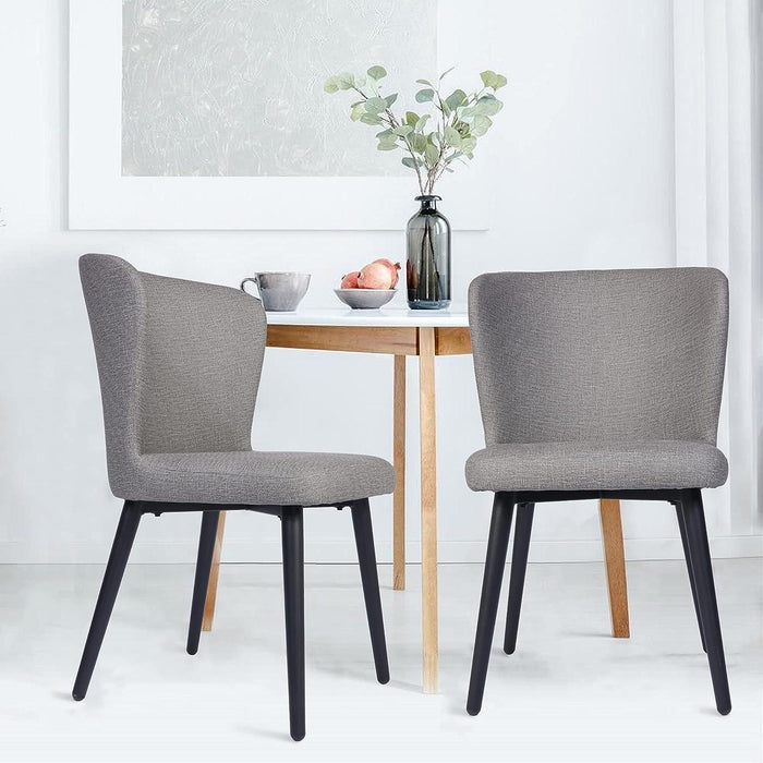 Set of 2 Dining Room Chairs Upholstered Side Chairs with Soft PU Leather Seat Backrest, Gray