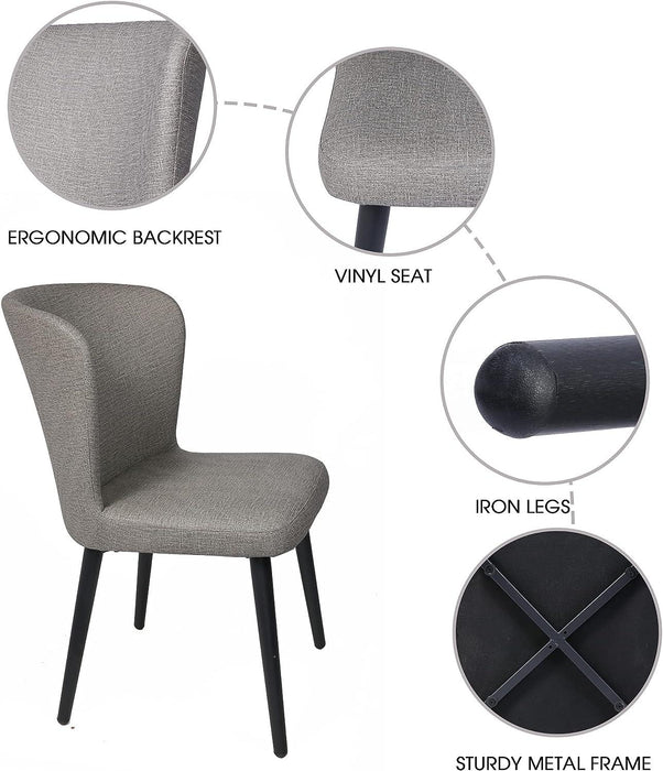 Set of 2 Dining Room Chairs Upholstered Side Chairs with Soft PU Leather Seat Backrest, Gray