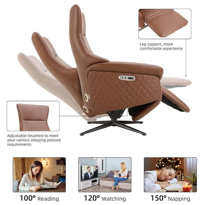 Zero Gravity Power Recliner Chair Single Sofa with Adjustable Backrest and Lift Footrest, Brown