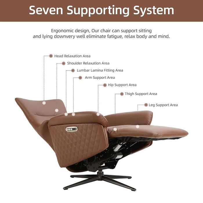 Zero Gravity Power Recliner Chair Single Sofa with Adjustable Backrest and Lift Footrest, Brown