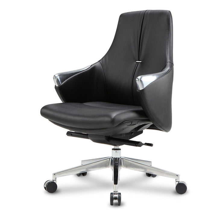 Executive Ergonomic Leather Office Chairs with Tilt and Height Adjustable, Black