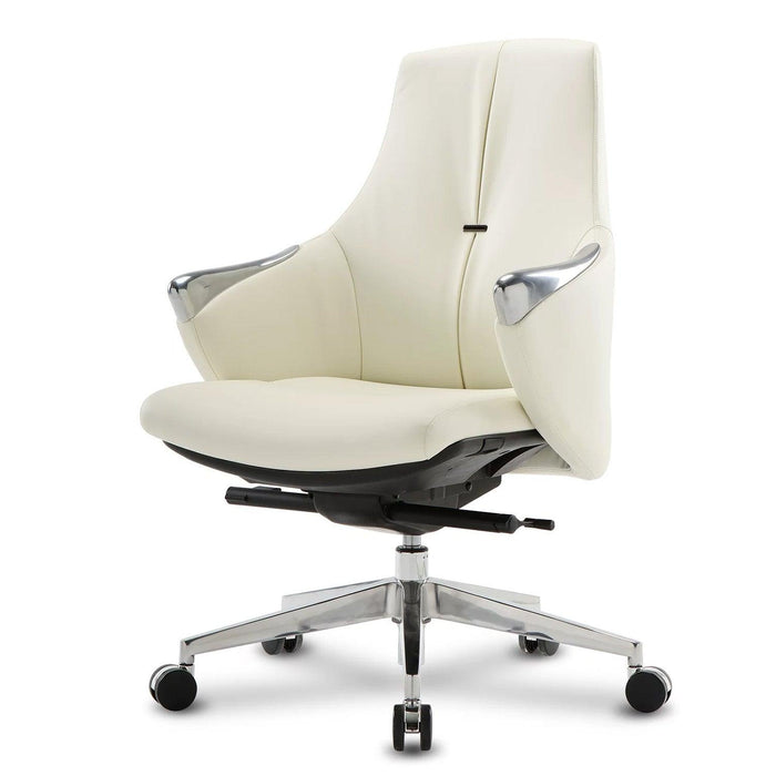 Executive Ergonomic Leather Office Chairs with Tilt and Height Adjustable, White