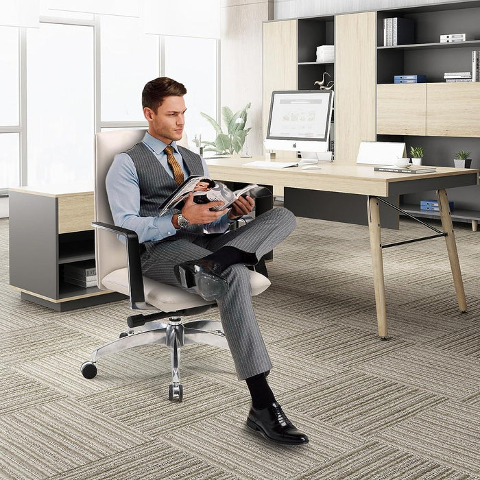 Ergonomic Leather Office Chairs with Tilt and Height Adjustable, 360° Swivel for Home Office, Khaki