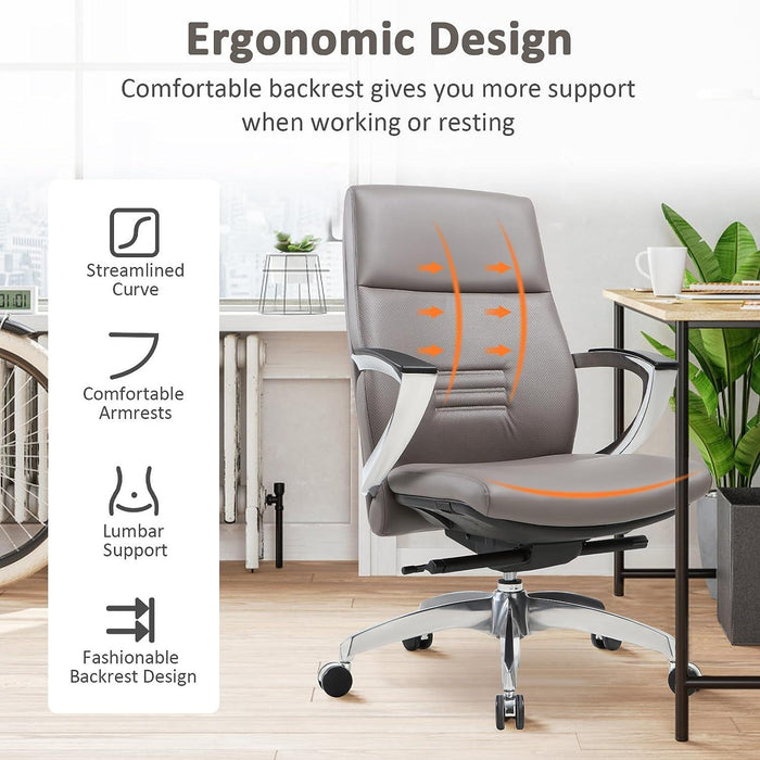 Executive Office Chair Ergonomic Leather Chairs with Tilt and Height Adjustable for Home Office, Gray