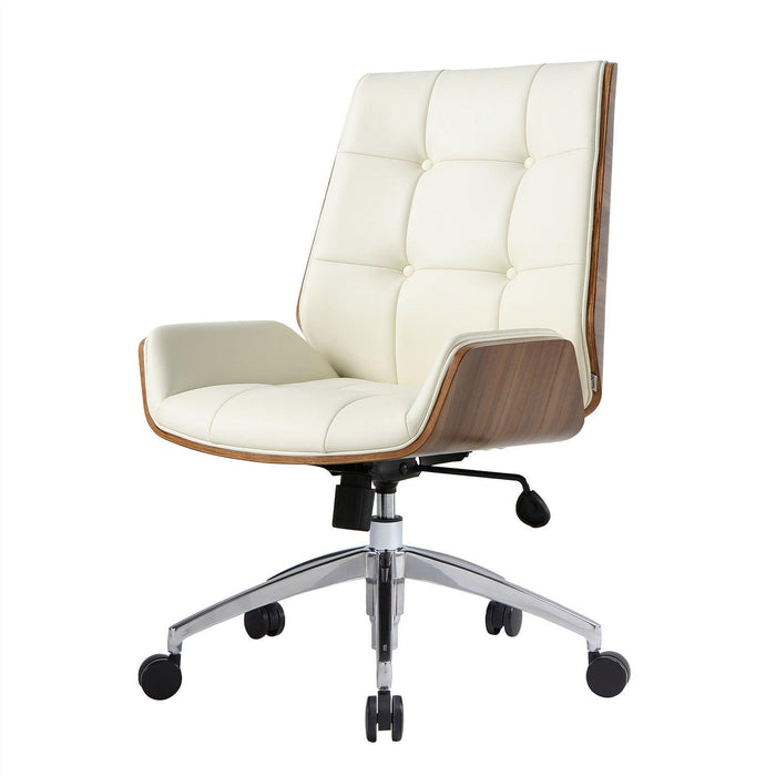 Executive Ergonomic Office Leather Chairs with Tilt and Height Adjustable, Cream White