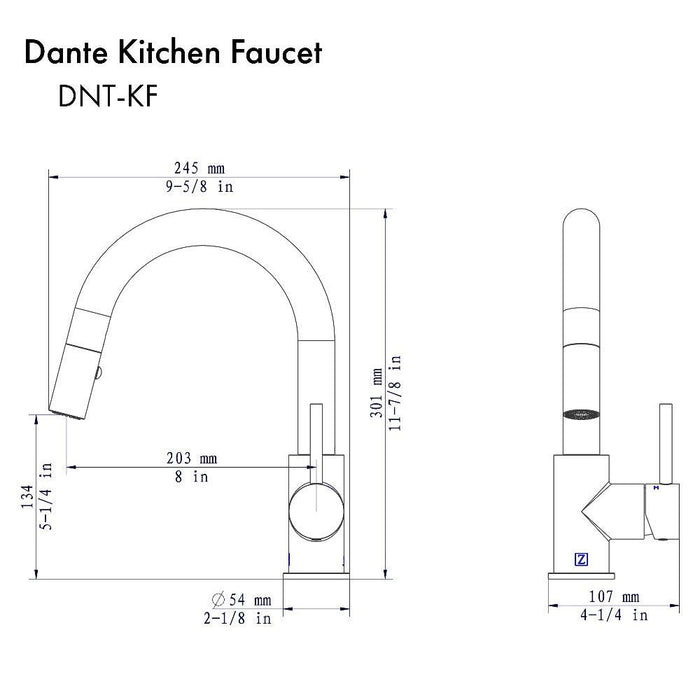 ZLINE Dante Pull Down Single Handle Kitchen Faucet in Brushed Nickel (DNT-KF-BN)