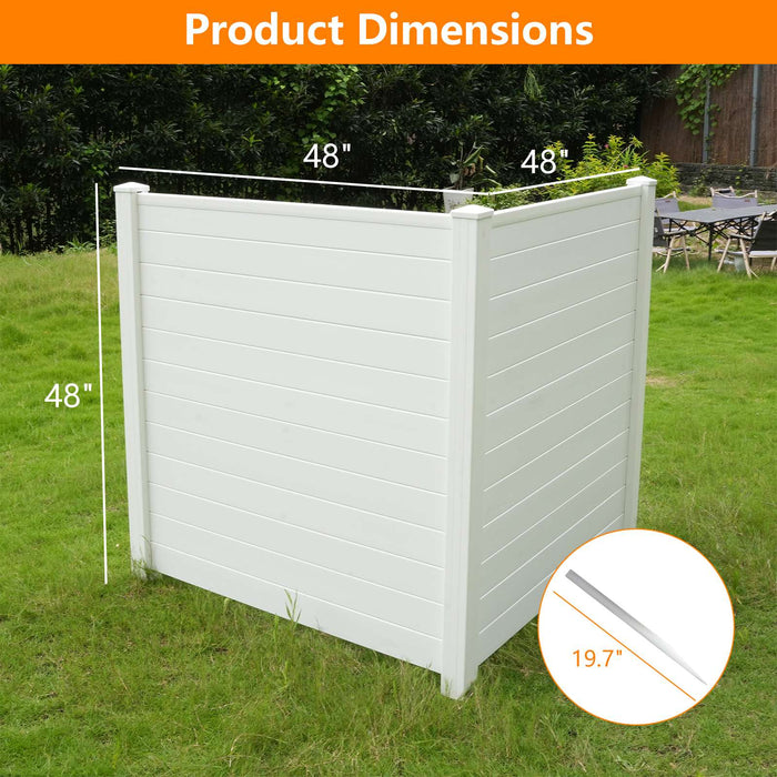 48"W × 48"H Air Conditioner Fence 2 Panels Outdoor Privacy Vinyl Fence Panels, White