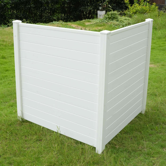 48"W × 48"H Air Conditioner Fence 2 Panels Outdoor Privacy Vinyl Fence Panels, White