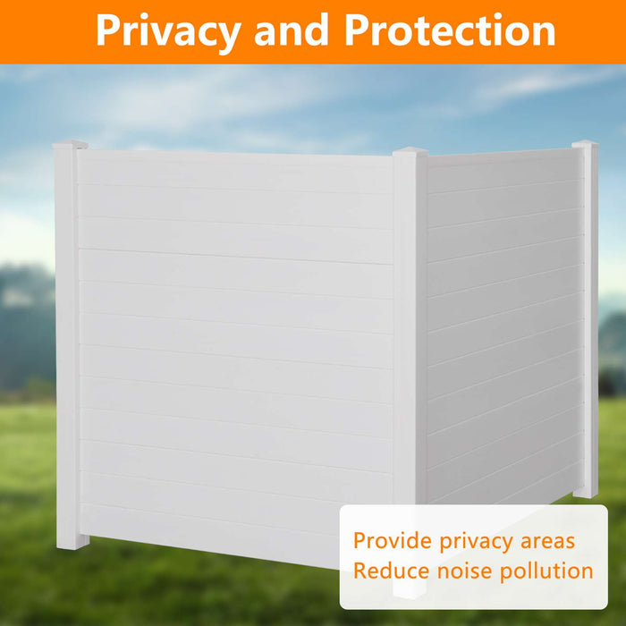 48"W × 48"H Air Conditioner Fence 2 Panels Outdoor Privacy Vinyl Fence Panels, White