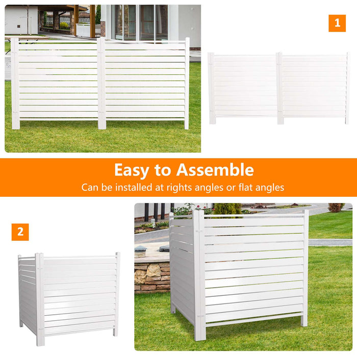 48"W × 48"H Air Conditioner Fence Louvered 2 Panels Outdoor Privacy Vinyl Fence Panels, White