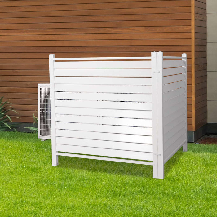 48"W × 48"H Air Conditioner Fence Louvered 2 Panels Outdoor Privacy Vinyl Fence Panels, White