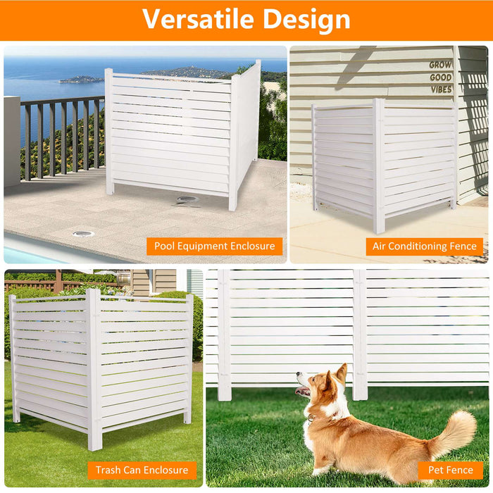 48"W × 48"H Air Conditioner Fence Louvered 2 Panels Outdoor Privacy Vinyl Fence Panels, White