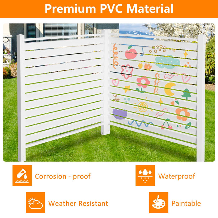 48"W × 48"H Air Conditioner Fence Louvered 2 Panels Outdoor Privacy Vinyl Fence Panels, White