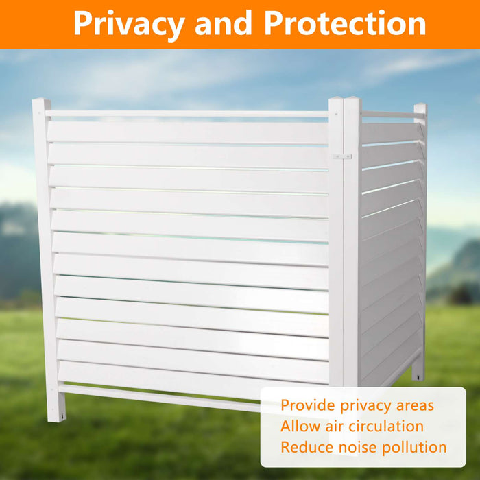 48"W × 48"H Air Conditioner Fence Louvered 2 Panels Outdoor Privacy Vinyl Fence Panels, White