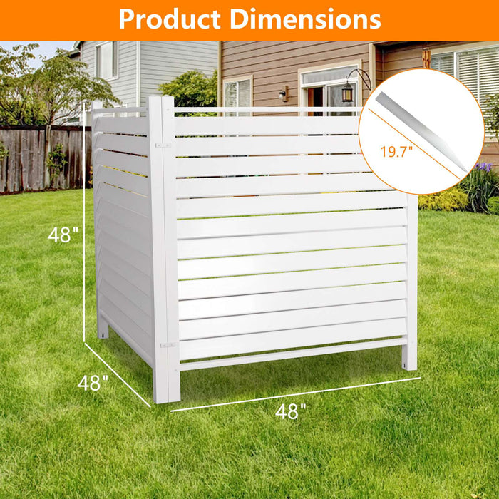 48"W × 48"H Air Conditioner Fence Louvered 2 Panels Outdoor Privacy Vinyl Fence Panels, White