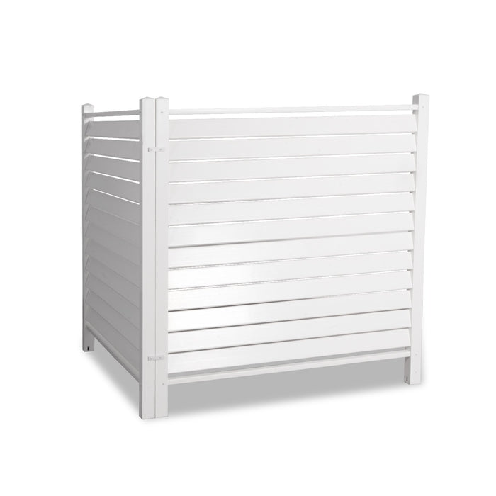 48"W × 48"H Air Conditioner Fence Louvered 2 Panels Outdoor Privacy Vinyl Fence Panels, White