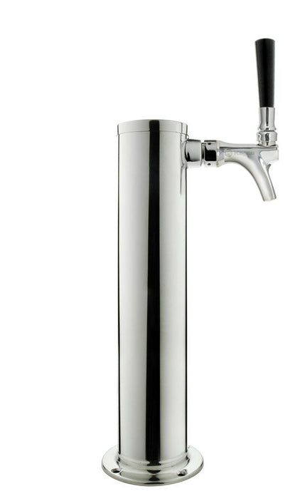 14" Tall Polished Stainless Steel 1-Faucet Infinity Draft Beer Tower - 100% Stainless Steel Contact