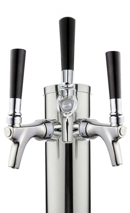 14" Tall Polished Stainless Steel 3-Faucet Infinity Draft Beer Tower - 100% Stainless Steel Contact