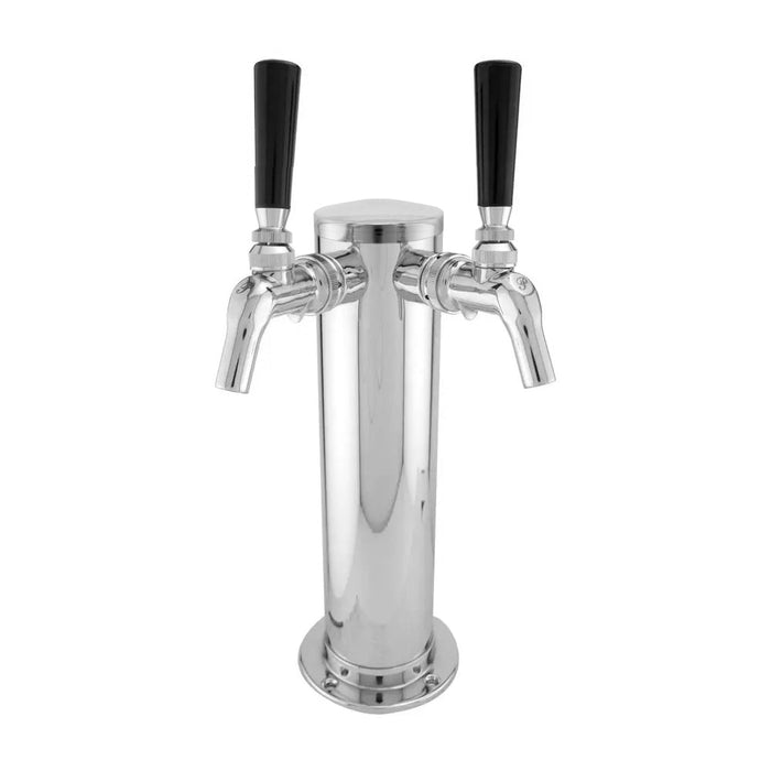 Double Faucet Stainless Draft BeerTower with Perlick 630SS Stainless Faucets