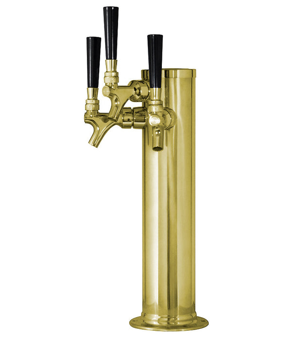 Polished Brass Triple Tap Faucet Draft Beer Kegerator Tower