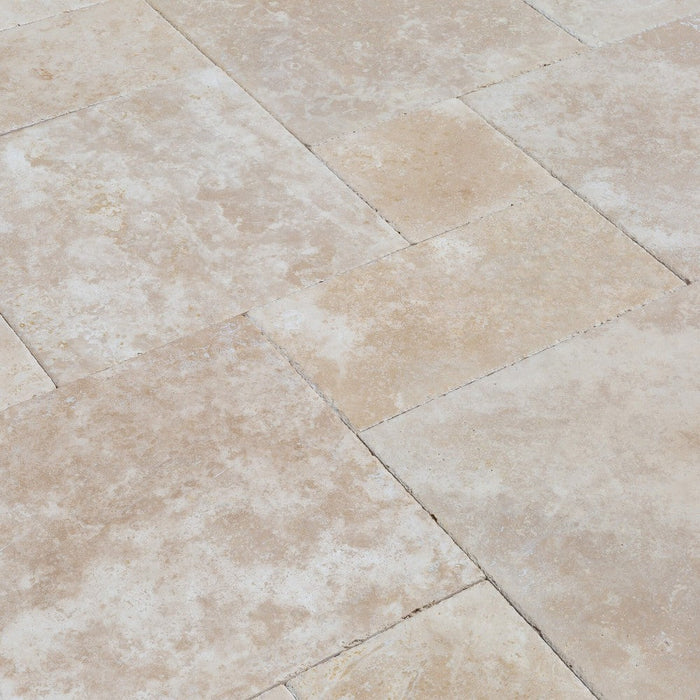 Denizli Beige Antique Pattern Travertine Tile - Full Truckload