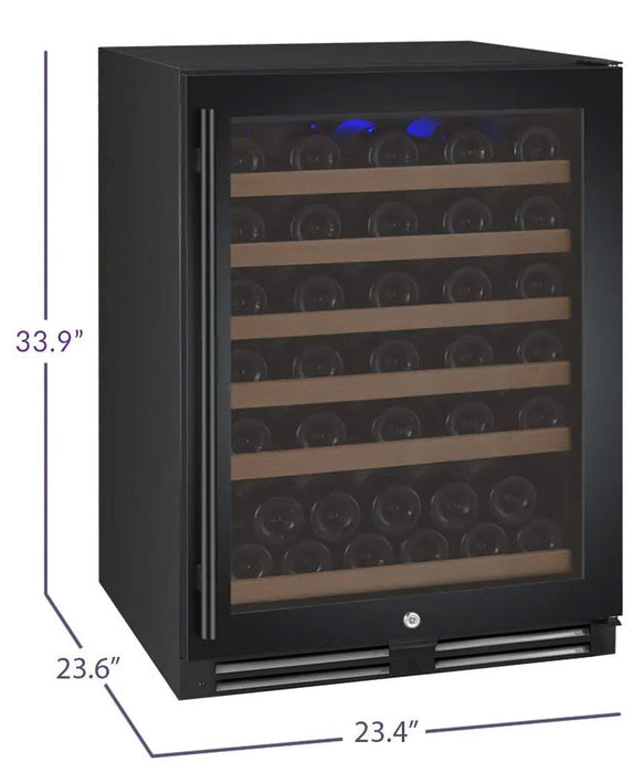 FlexCount Series 56 Bottle Single Zone Built-In Wine Refrigerator with Black Door - Right Hinge