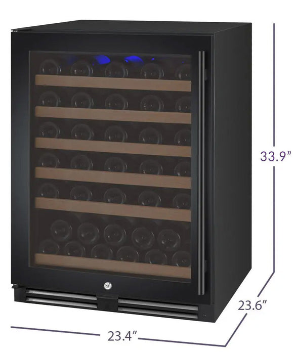 24" Wide FlexCount II Tru-Vino 56 Bottle Single Zone Black Left Hinge Wine Refrigerator