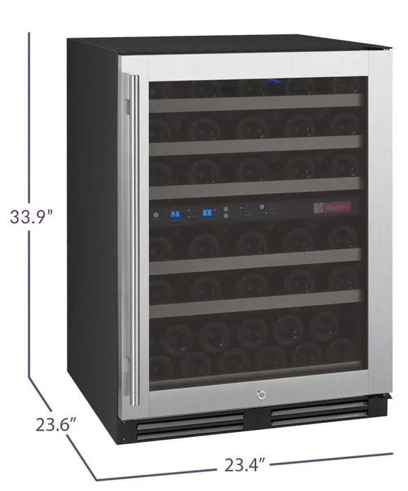 FlexCount Series 56 Bottle Dual Zone Built-In Wine Refrigerator with Stainless Steel Door - Right Hinge