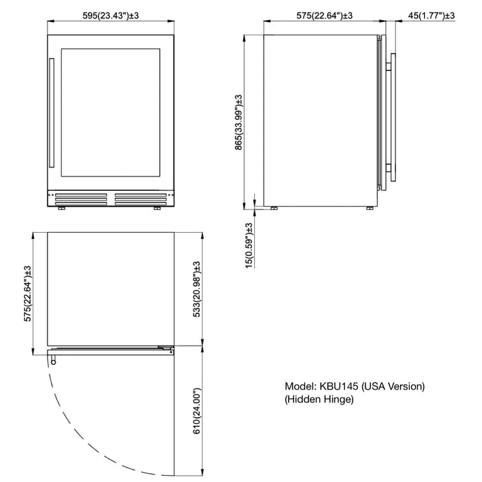 24-Inch Under-Counter Single Zone Wine Cooler with Low-E Glass Door