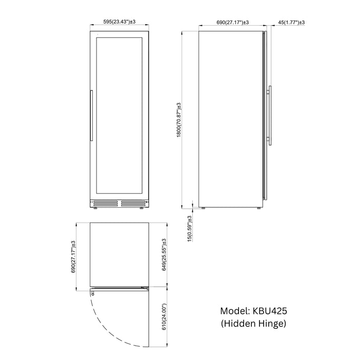 72-Inch Upright Single-Zone Wine Cooler