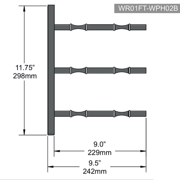 Wall Mounted Metal Rail Wine Racks | 2-Bottle Depth