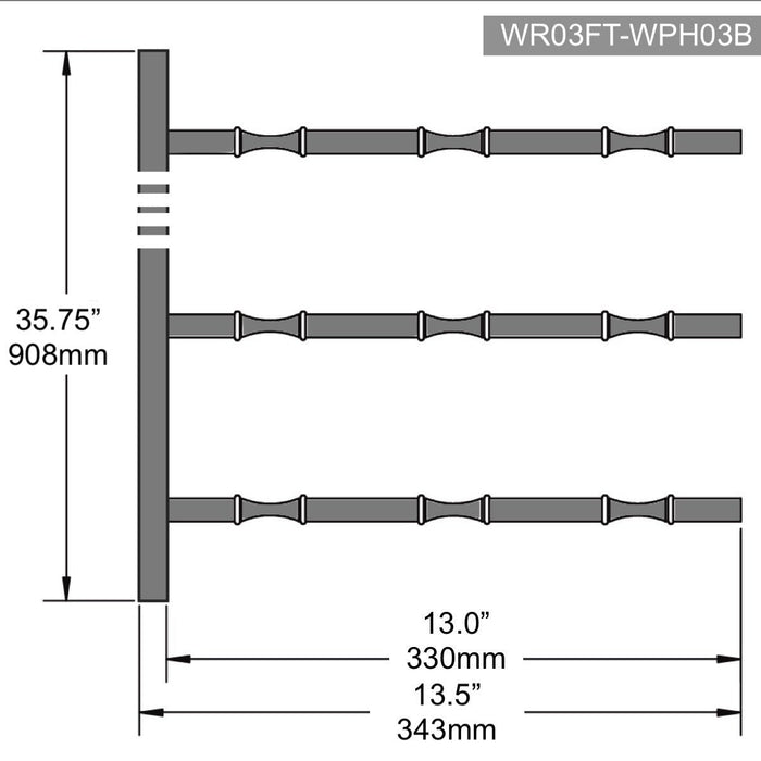 Wall Mounted Metal Rail Wine Racks | 3-Bottle Depth