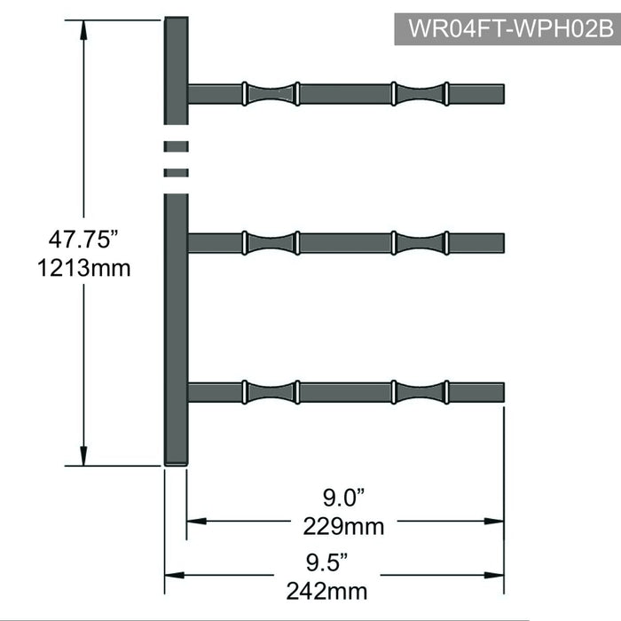 Wall Mounted Metal Rail Wine Racks | 2-Bottle Depth