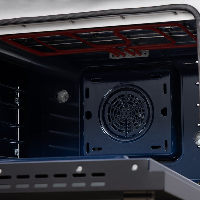 Forno Massimo 30-Inch Freestanding Dual Fuel Range in Black with Antique Brass Accessories, 4 Burners, 4.32 cu. ft. Convection Oven